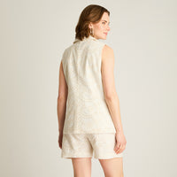 Blazer Crudo Sin Mangas con Broderie