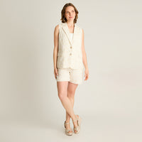 Blazer Crudo Sin Mangas con Broderie