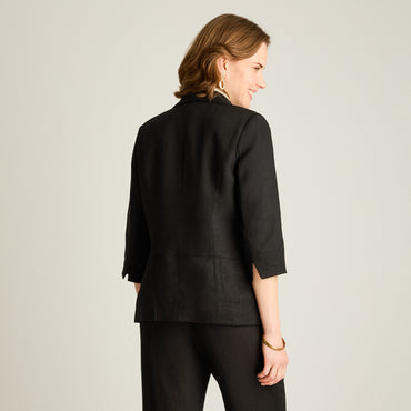 Blazer Negro Manga 3/4 Lino