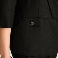 Blazer Negro Manga 3/4 Lino