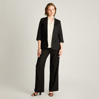 Blazer Negro Manga 3/4 Lino