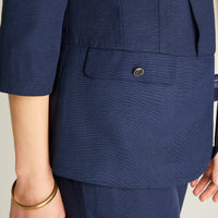 Blazer Azul Manga 3/4 Lino