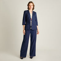 Blazer Azul Manga 3/4 Lino