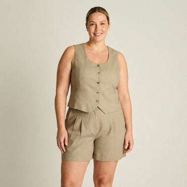 Gillette Sastrero sin Mangas Taupe Escote Redondo