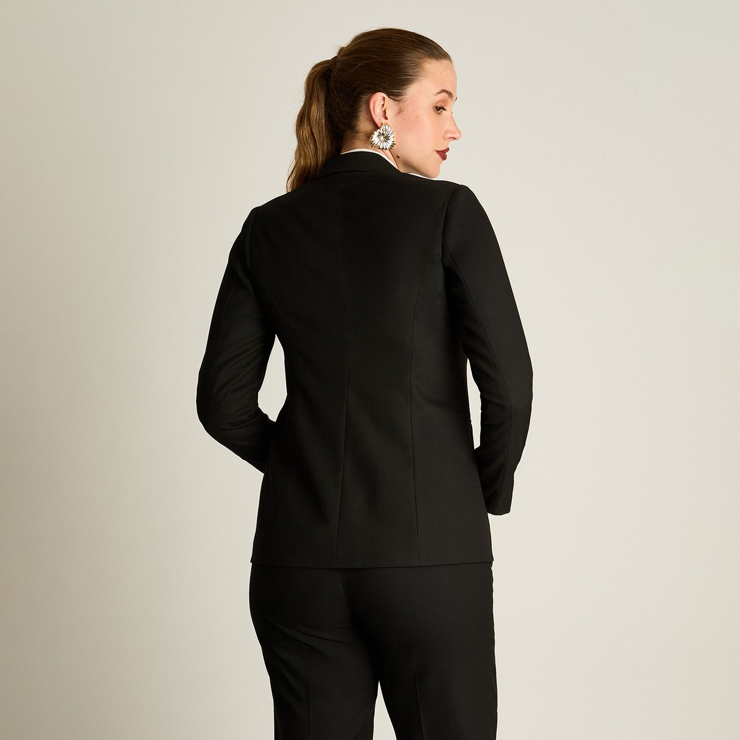 Blazer Negro Manga Larga Elasticidad Nula Con Forro Calce Normal Tela Plano