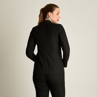 Blazer Negro Manga Larga Elasticidad Nula Con Forro Calce Normal Tela Plano