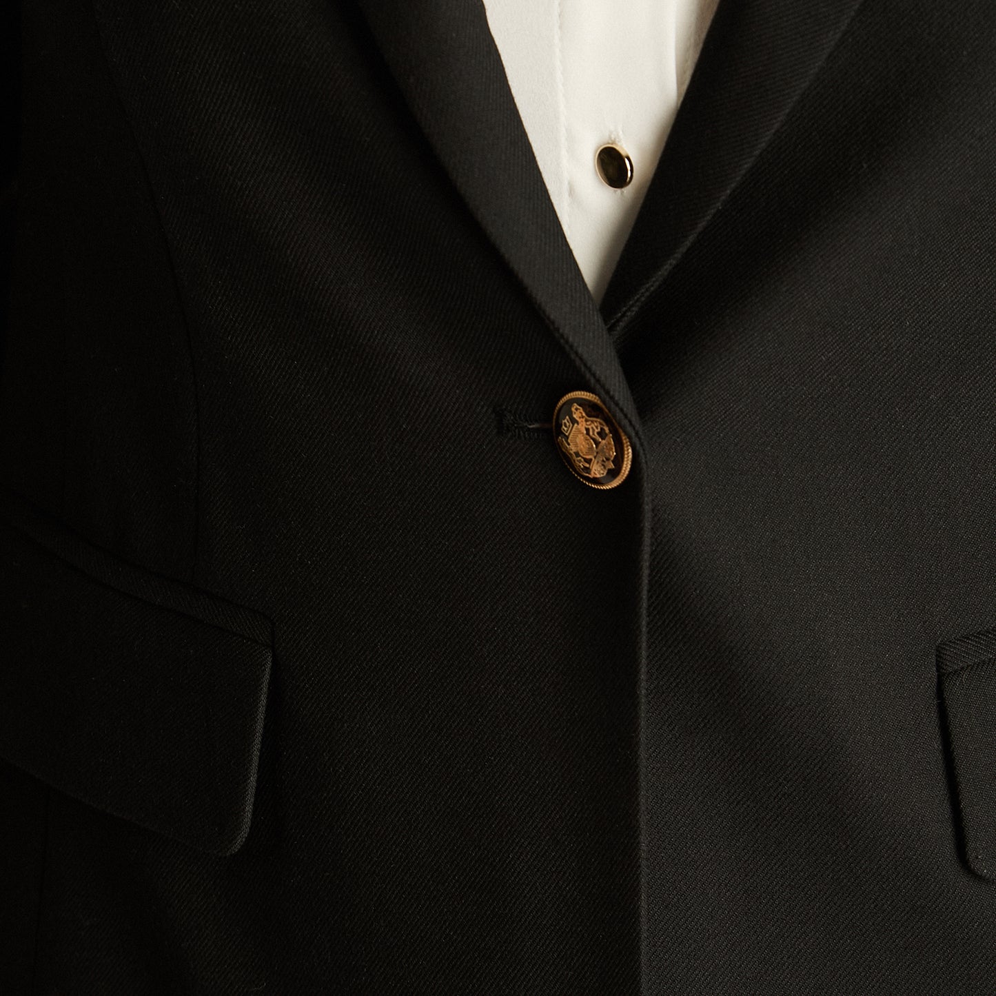 Blazer Negro Manga Larga Elasticidad Nula Con Forro Calce Normal Tela Plano