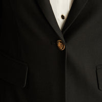 Blazer Negro Manga Larga Elasticidad Nula Con Forro Calce Normal Tela Plano