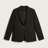Blazer Negro Clásico con Bolsillos y Solapa en plano