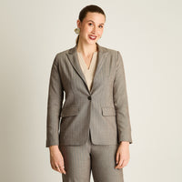 Blazer Gris Manga Larga Elasticidad Nula Con Forro Calce Normal Tela Plano