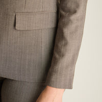 Blazer Gris Manga Larga Elasticidad Nula Con Forro Calce Normal Tela Plano