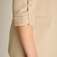 Blazer Beige Manga 3/4 Elasticidad Nula Con Forro Calce Normal Tela Plano