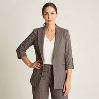 Blazer Gris Manga 3/4 con Bolsillos y Solapa en modelo adulta