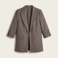 Blazer Gris Manga 3/4 con Bolsillos y Solapa en plano