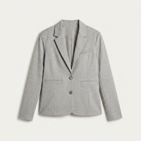 Blazer Gris Básico Punto Roma con Dos Bolsillos en plano