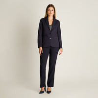 Blazer Azul Manga Larga Elasticidad Media Con Forro Calce Normal Tela Punto