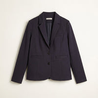 Blazer Azul Básico Punto Roma con Dos Bolsillos en plano
