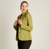 Blazer Pistacho Manga Larga Elasticidad Media Con Forro Calce Normal Tela Punto