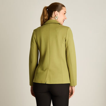Blazer Pistacho Manga Larga Elasticidad Media Con Forro Calce Normal Tela Punto