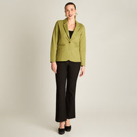 Blazer Pistacho Manga Larga Elasticidad Media Con Forro Calce Normal Tela Punto