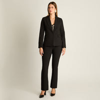 Blazer Negro Manga Larga Elasticidad Nula Con Forro Calce Normal Tela Plano