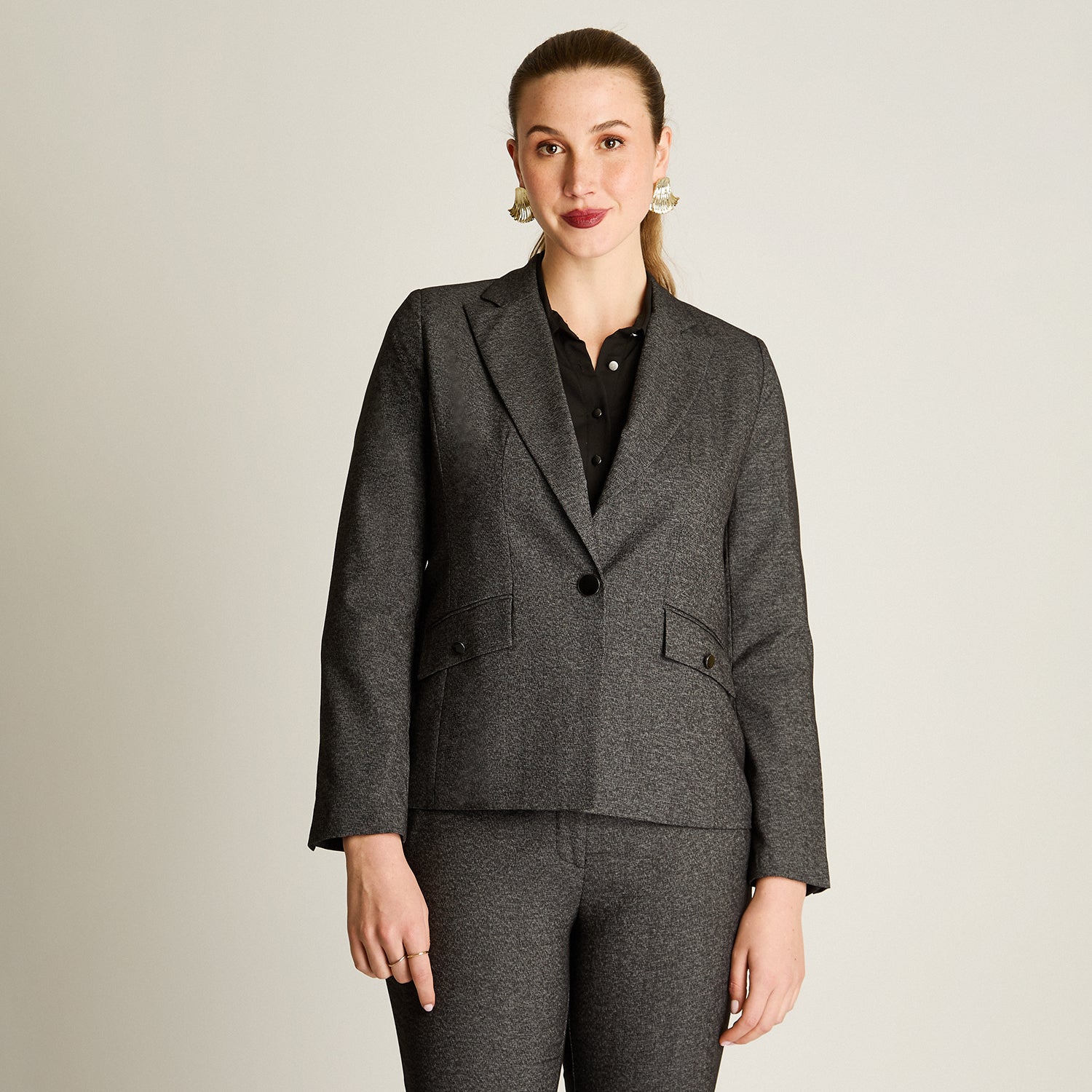 Blazer Marengo Manga Larga Elasticidad Nula Con Forro Calce Normal Tela Plano