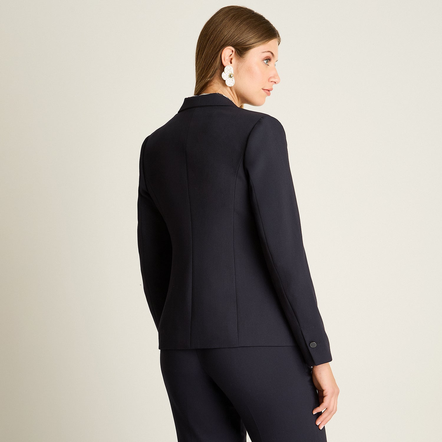 Blazer Azul Manga Larga Elasticidad Nula Con Forro Calce Normal Tela Plano