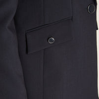 Blazer Azul Manga Larga Elasticidad Nula Con Forro Calce Normal Tela Plano