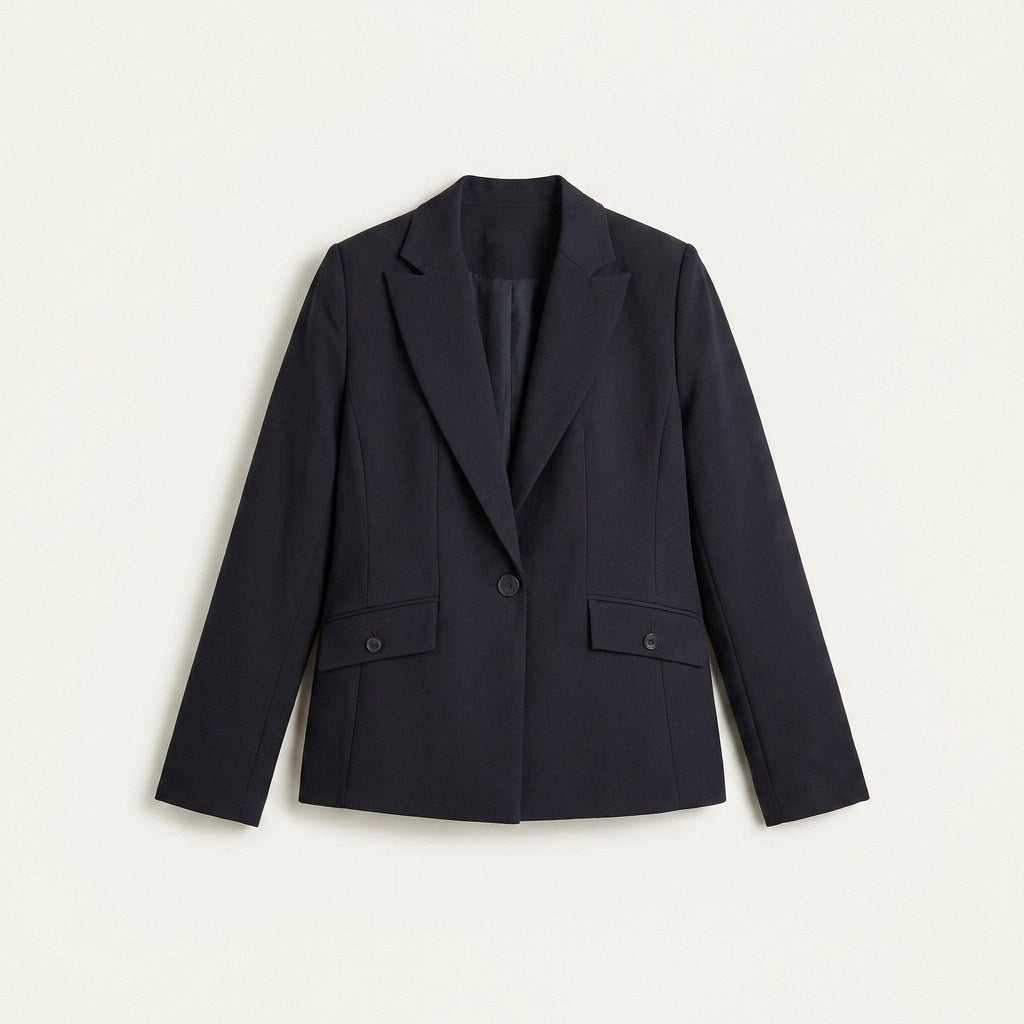 Blazer Azul Entallado de Un Botón con Dos Bolsillos en plano