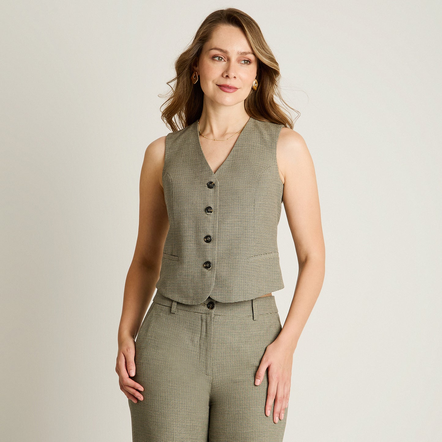 Gilette Gris Sin Mangas con Bolsillos Falsos