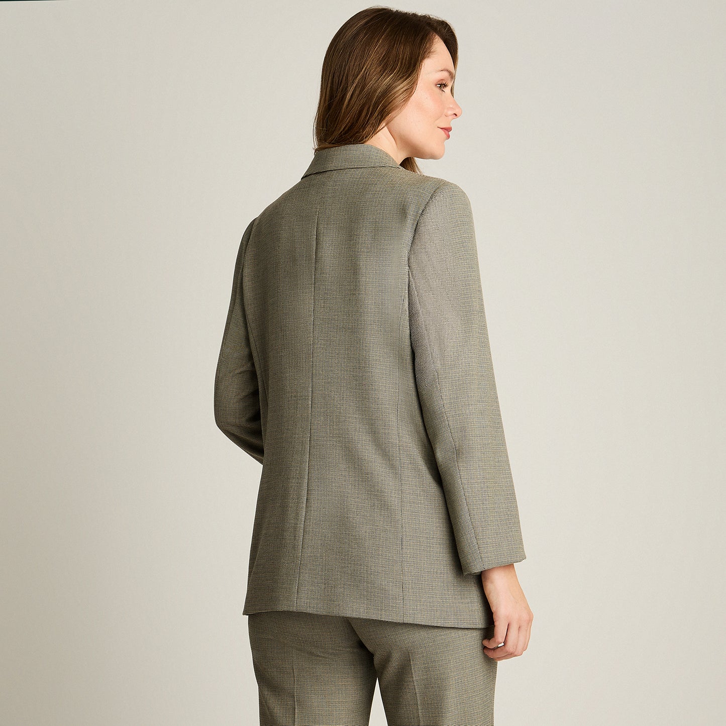 Blazer Gris Cruzado con Bolsillos de Solapa