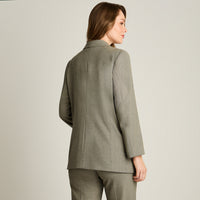 Blazer Gris Cruzado con Bolsillos de Solapa