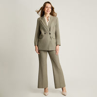 Blazer Gris Cruzado con Bolsillos de Solapa