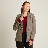 Blazer Gris Manga Larga Elasticidad Nula Con Forro Calce Normal Tela Plano