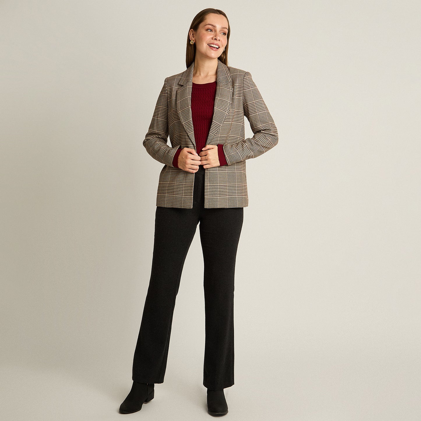 Blazer Gris Manga Larga Elasticidad Nula Con Forro Calce Normal Tela Plano