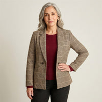 Blazer con Estampado Cuadrille Clásico y Doble Botón en modelo adulta