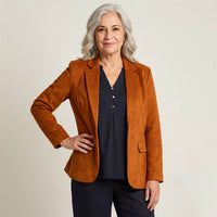 Blazer Terracota con Tela Tacto Caliente y Forro en modelo adulta
