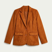 Blazer Terracota con Tela Tacto Caliente y Forro en plano