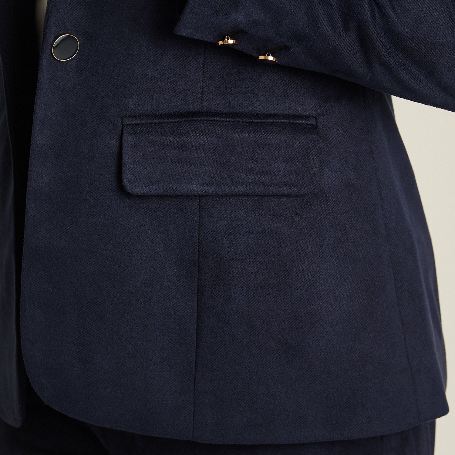 Blazer Azul Manga Larga Elasticidad Nula Con Forro Calce Normal Tela Plano