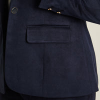 Blazer Azul Manga Larga Elasticidad Nula Con Forro Calce Normal Tela Plano