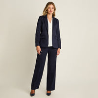 Blazer Azul Manga Larga Elasticidad Nula Con Forro Calce Normal Tela Plano