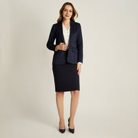Blazer Azul Manga Larga Elasticidad Nula Con Forro Calce Normal Tela Plano