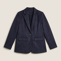 Blazer Azul con Tela Tacto Caliente y Forro en plano