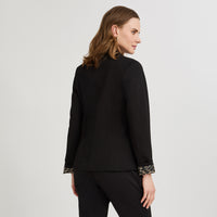 Blazer 1 Botón Bolsillos con Solapa Negro