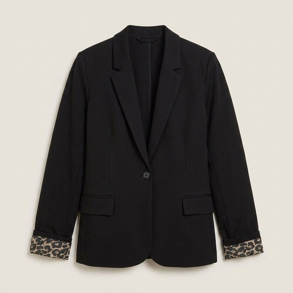 Blazer 1 Botón Bolsillos con Solapa Negro en plano