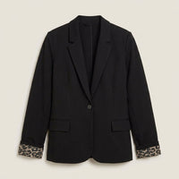 Blazer 1 Botón Bolsillos con Solapa Negro en plano