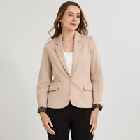 Blazer 1 Botón Bolsillos con Solapa Beige