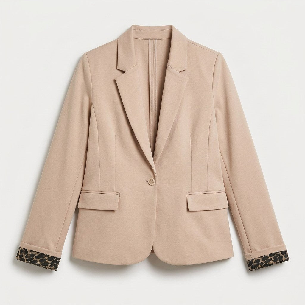 Blazer 1 Botón Bolsillos con Solapa Beige en plano