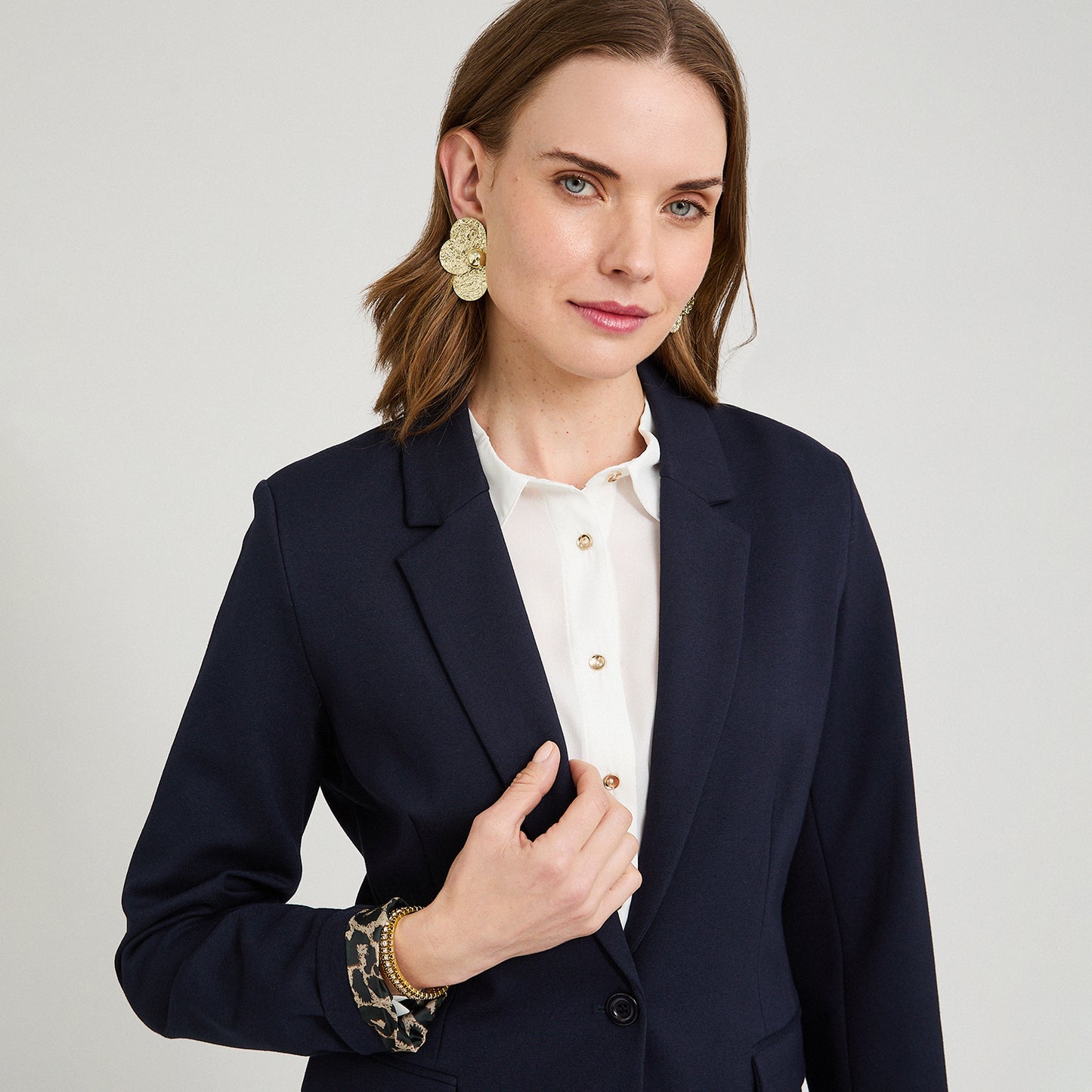 Blazer 1 Botón Bolsillos con Solapa Azul