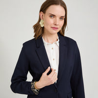 Blazer 1 Botón Bolsillos con Solapa Azul